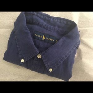 Dark Blue Ralph Lauren Short Sleeve Linen Shirt